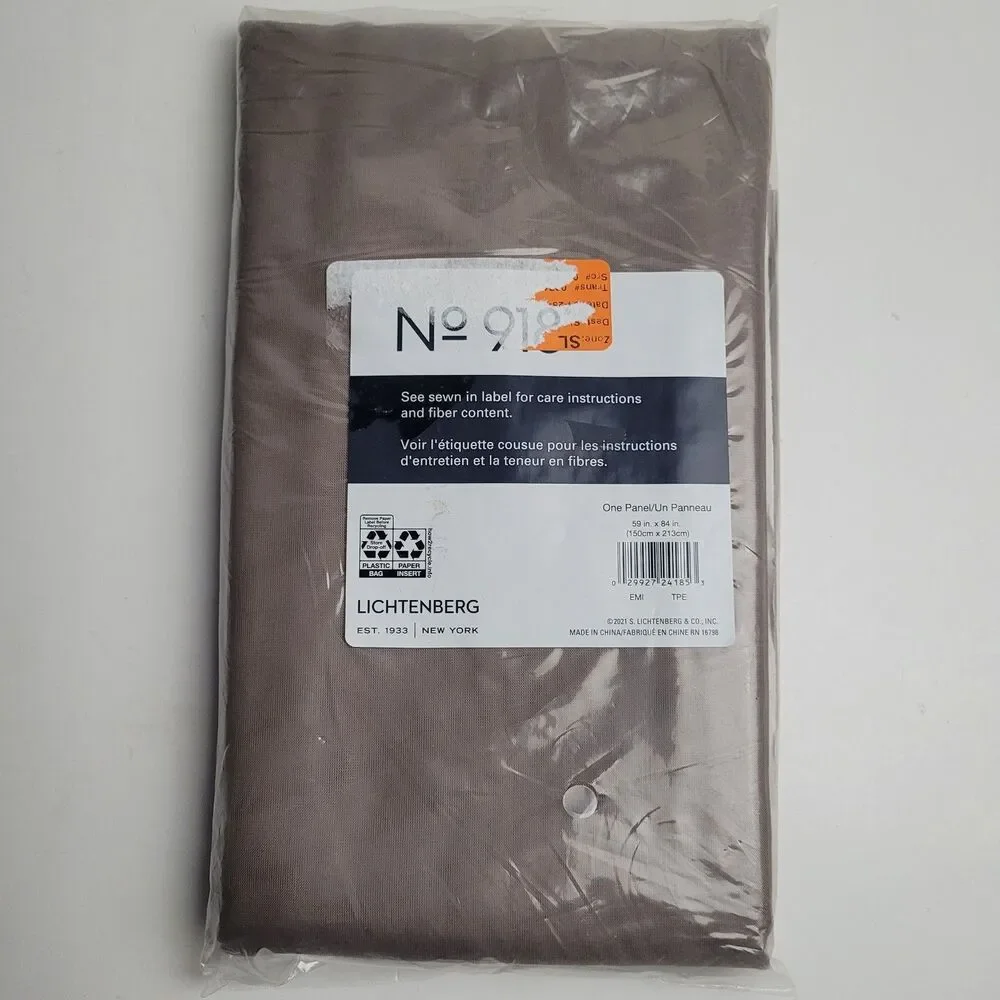 NEW No. 918 Lichtenberg One Panel Curtain Color 'Taupe' 59 x 84 inch . #BT1